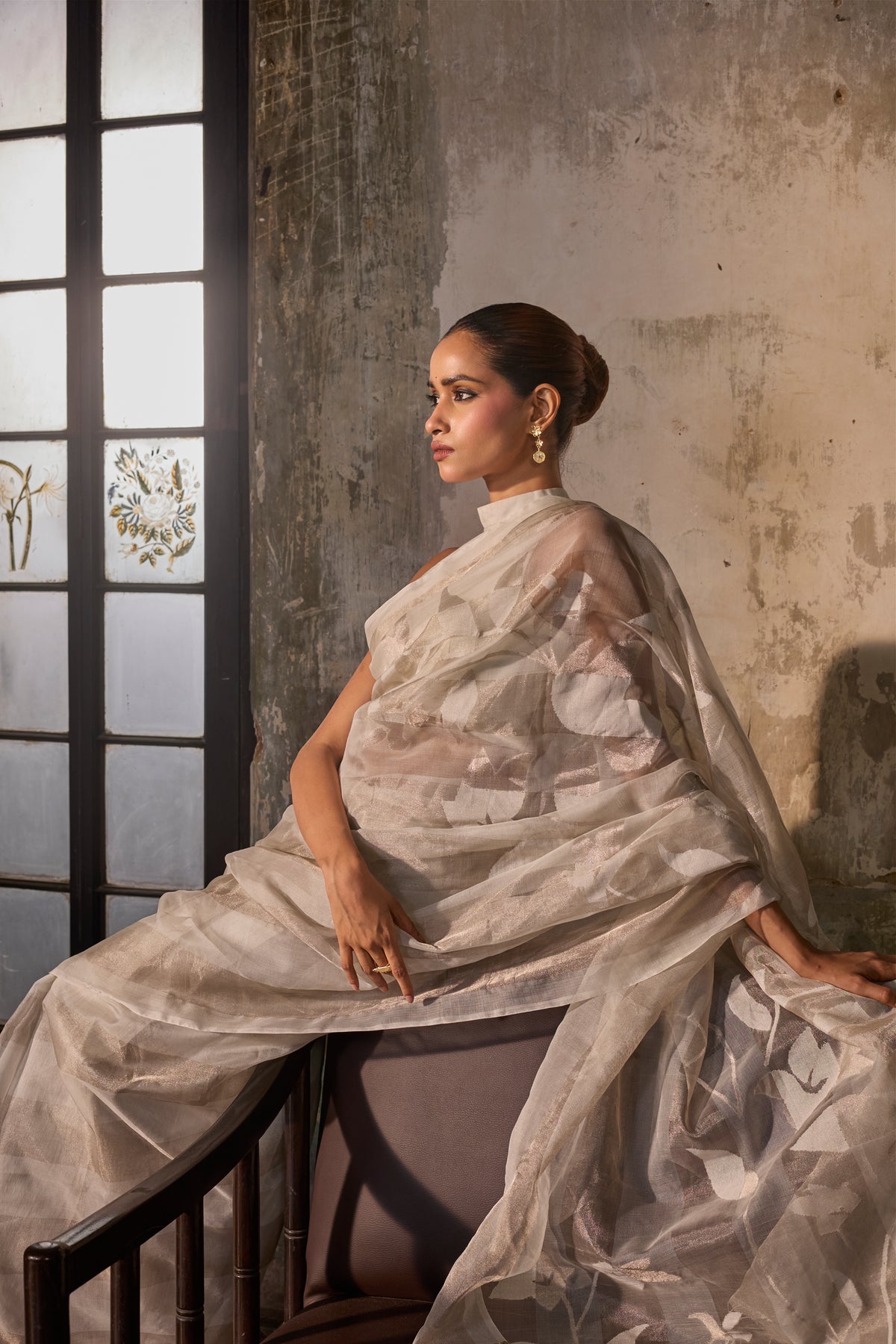 White Pure Organza Silk Jamdani Handloom Saree
