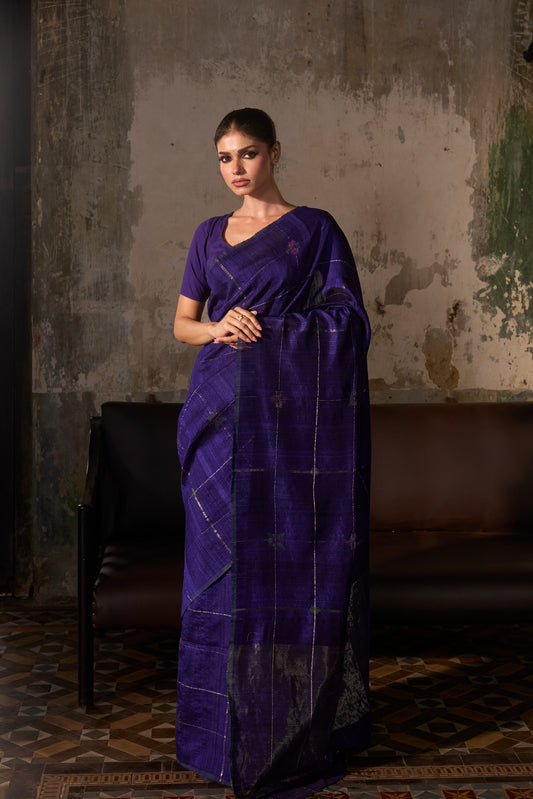 Purple Pure Matka Silk Jamdani Handloom Saree