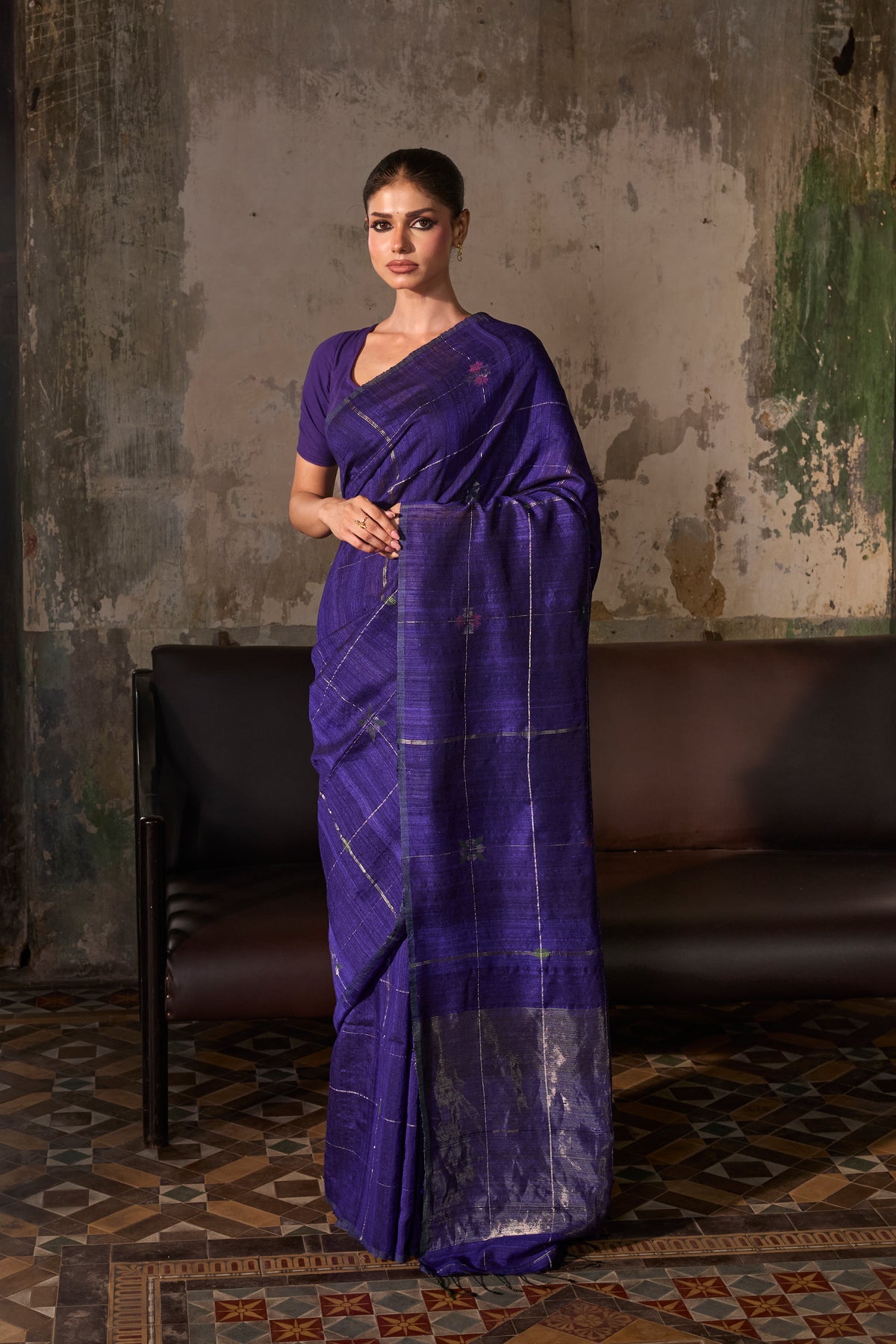 Purple Pure Matka Silk Jamdani Handloom Saree