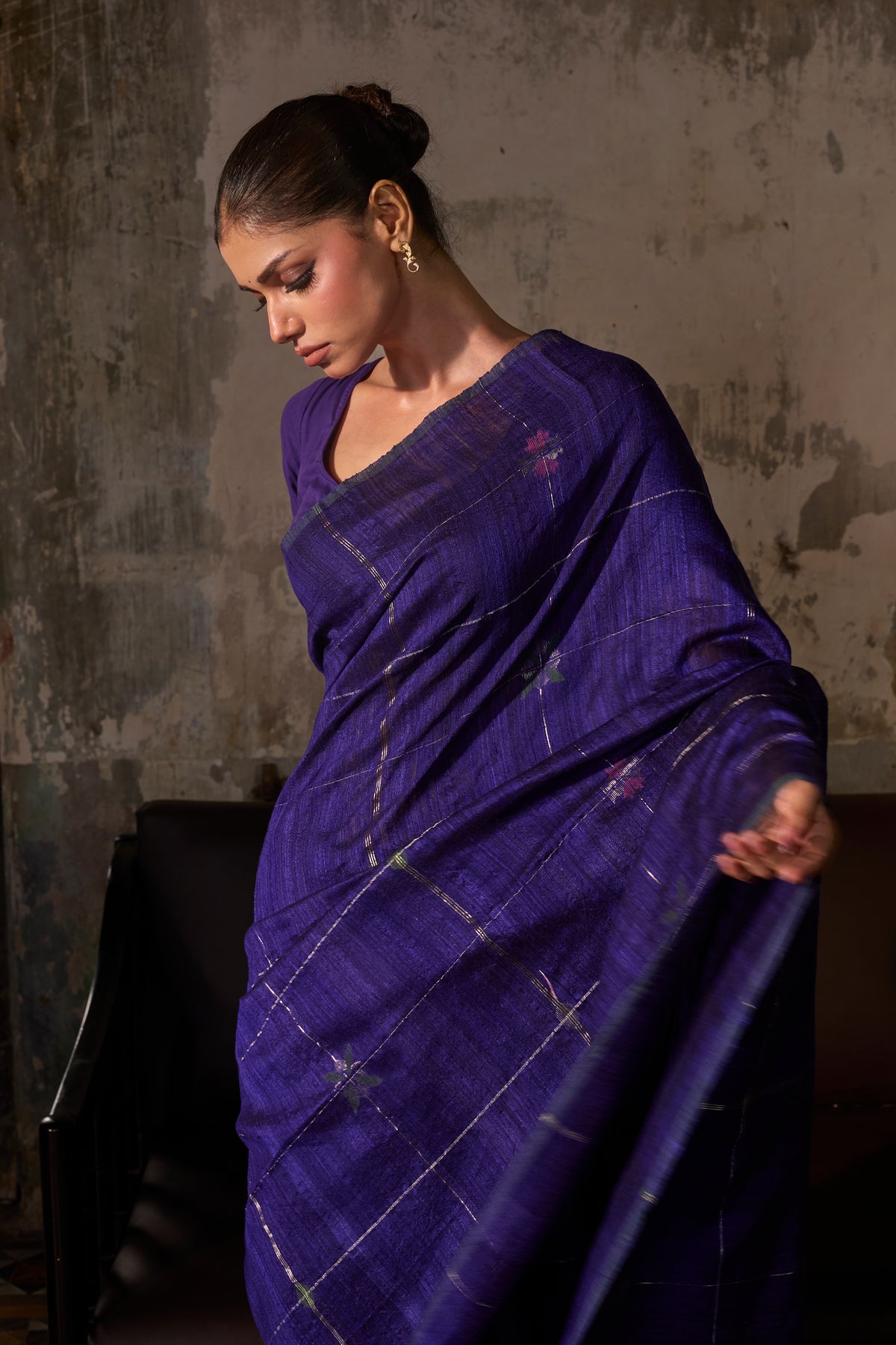 Purple Pure Matka Silk Jamdani Handloom Saree
