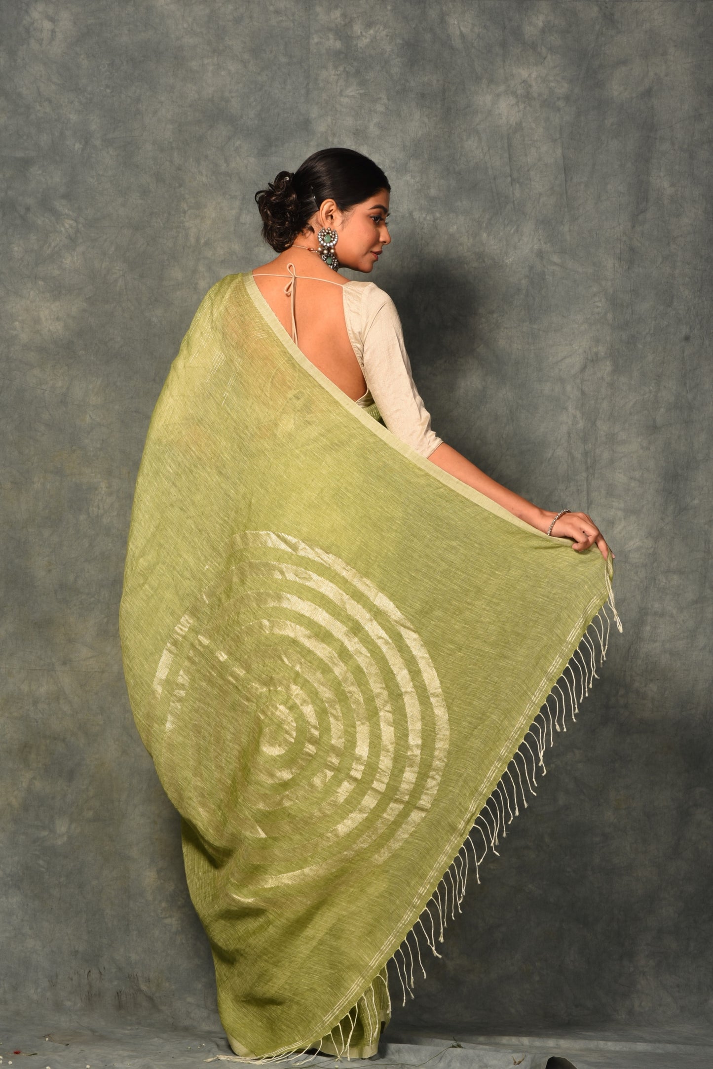 Green Handwoven Linen Saree