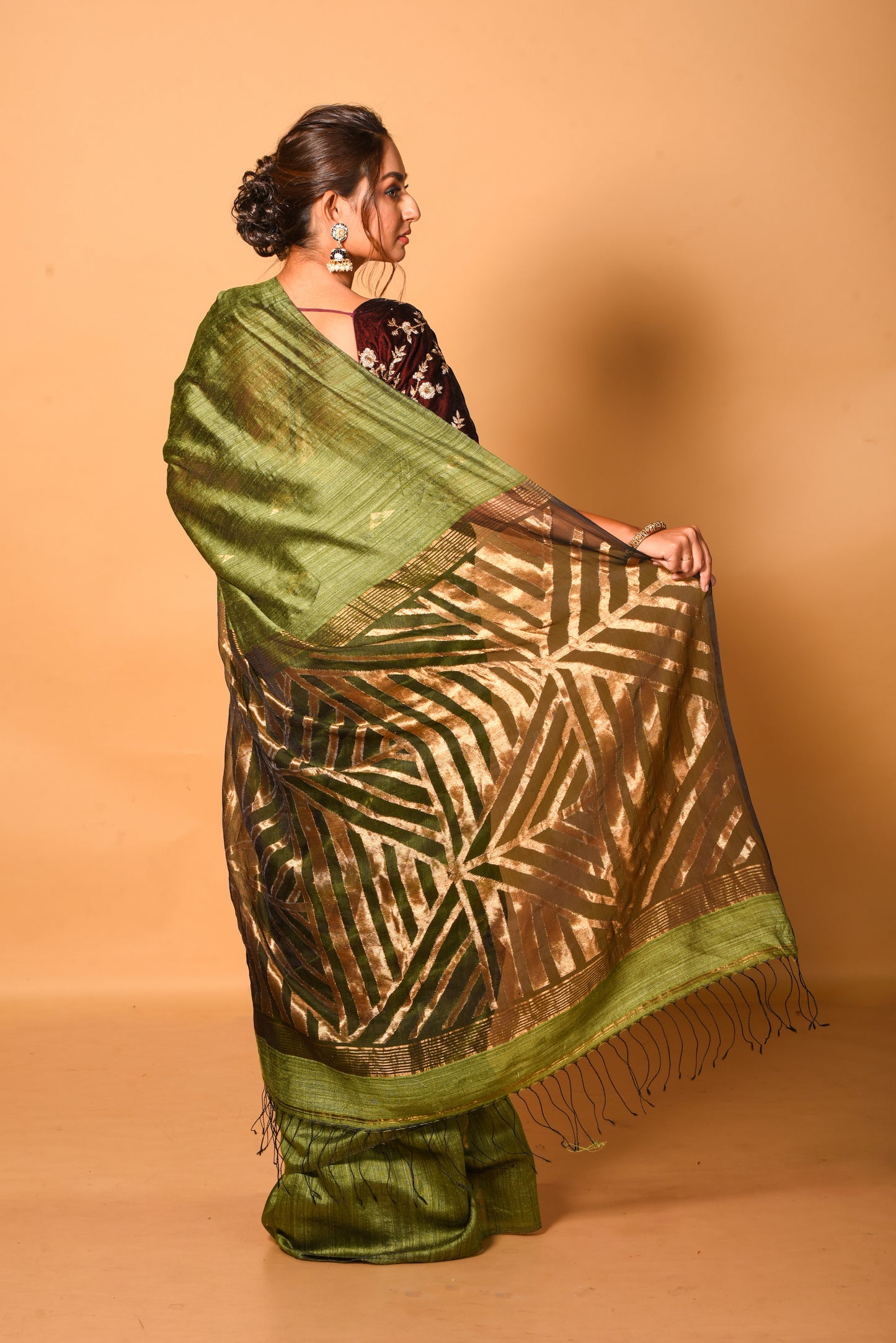 Green Pure Matka Silk Jamdani Handloom Saree