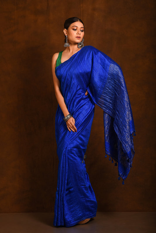 Blue Pure Matka Silk Handloom Saree