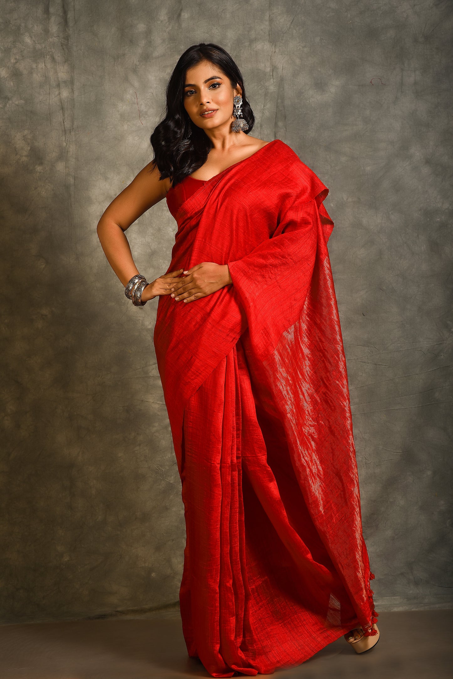 Red Pure Matka Silk Handloom Saree