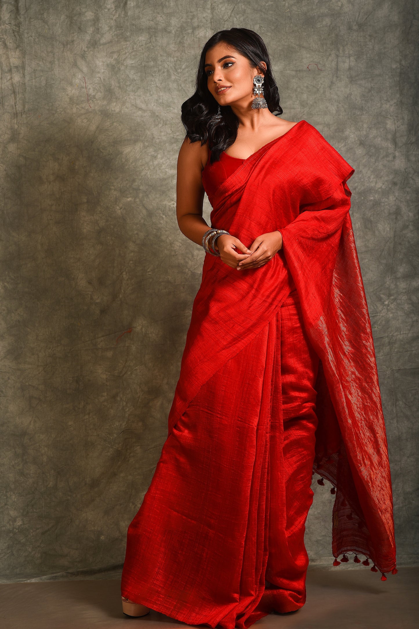 Red Pure Matka Silk Handloom Saree