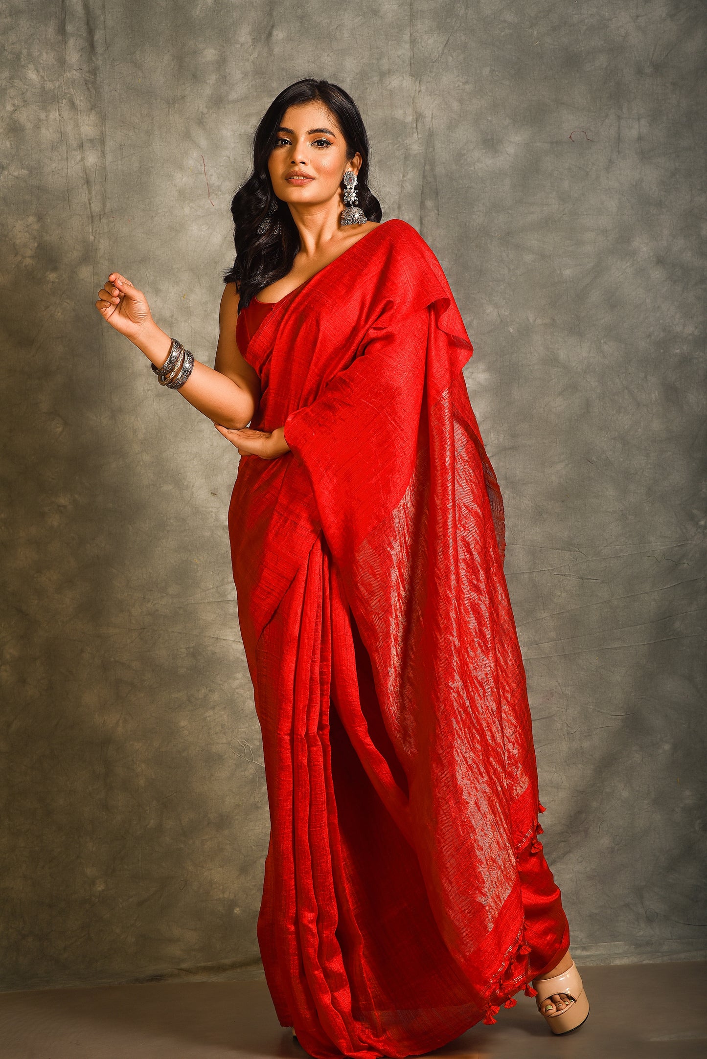 Red Pure Matka Silk Handloom Saree