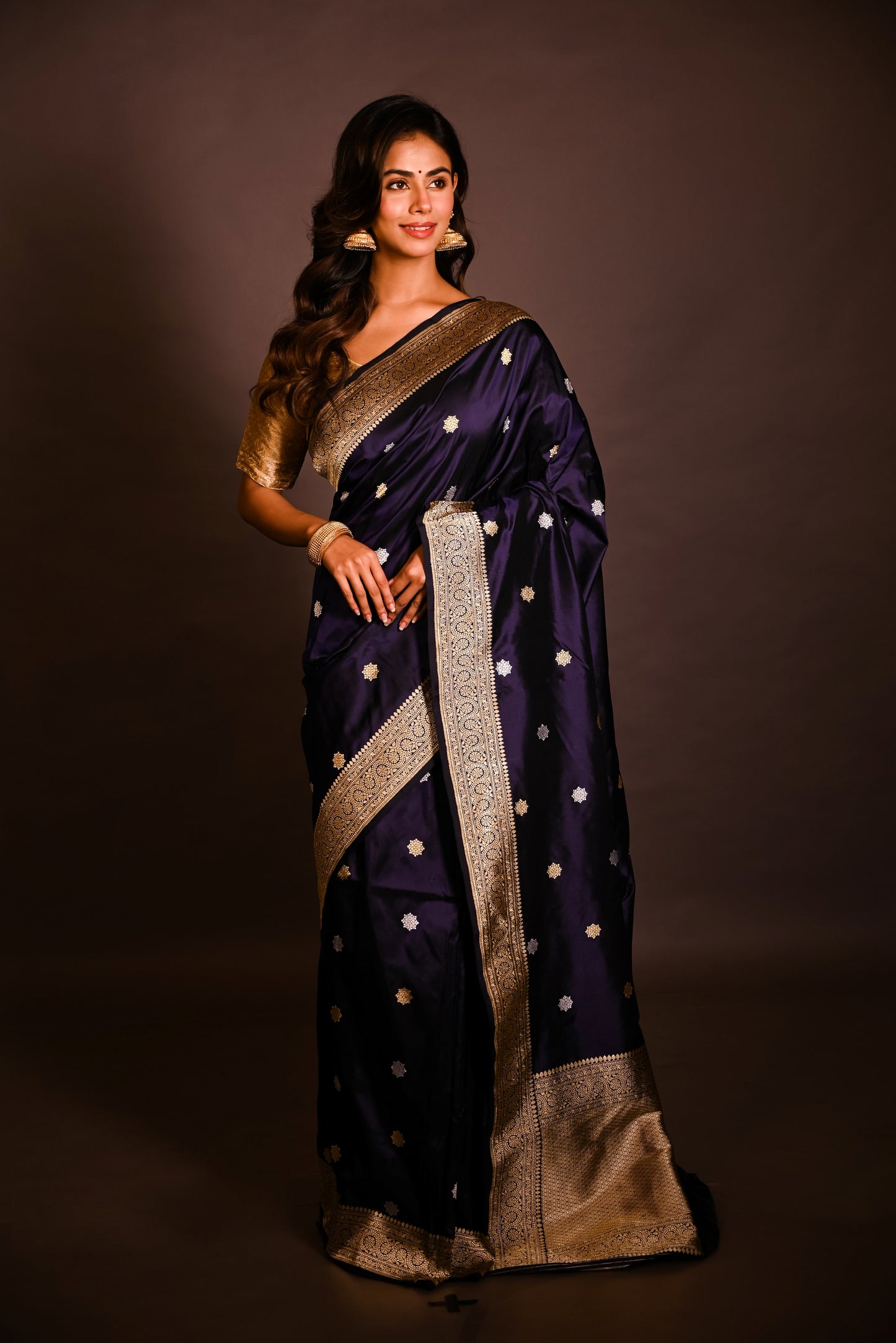 Blue Kadhua Katan Banarasi Handloom Saree