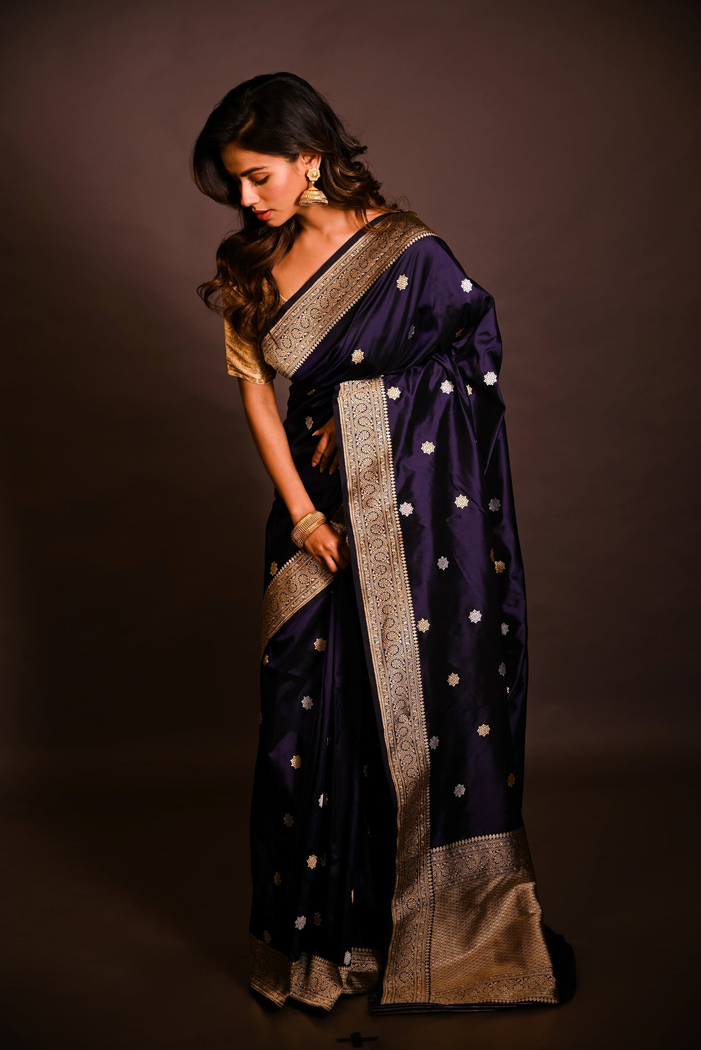 Blue Kadhua Katan Banarasi Handloom Saree