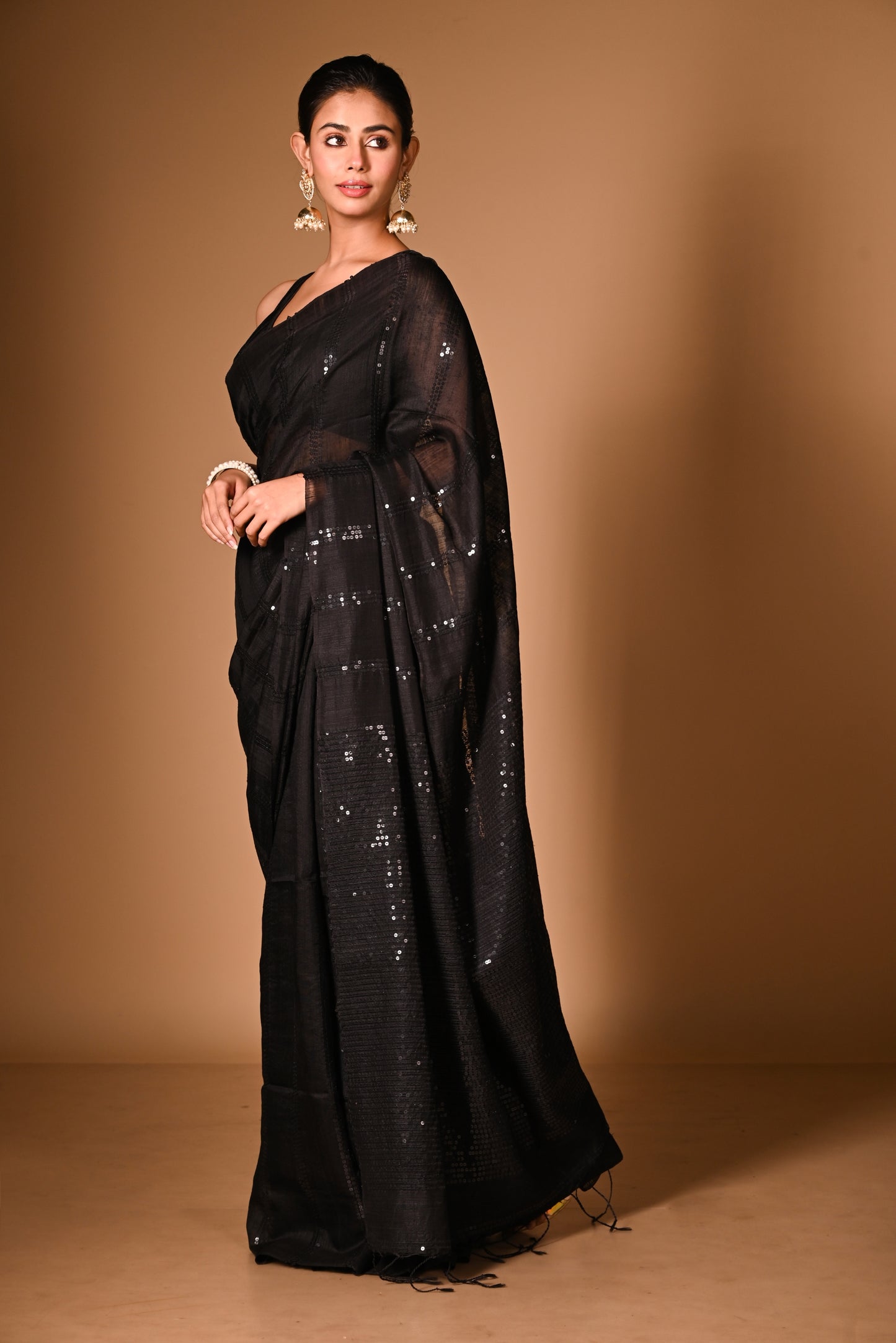 Black Pure Matka Silk Handloom Saree