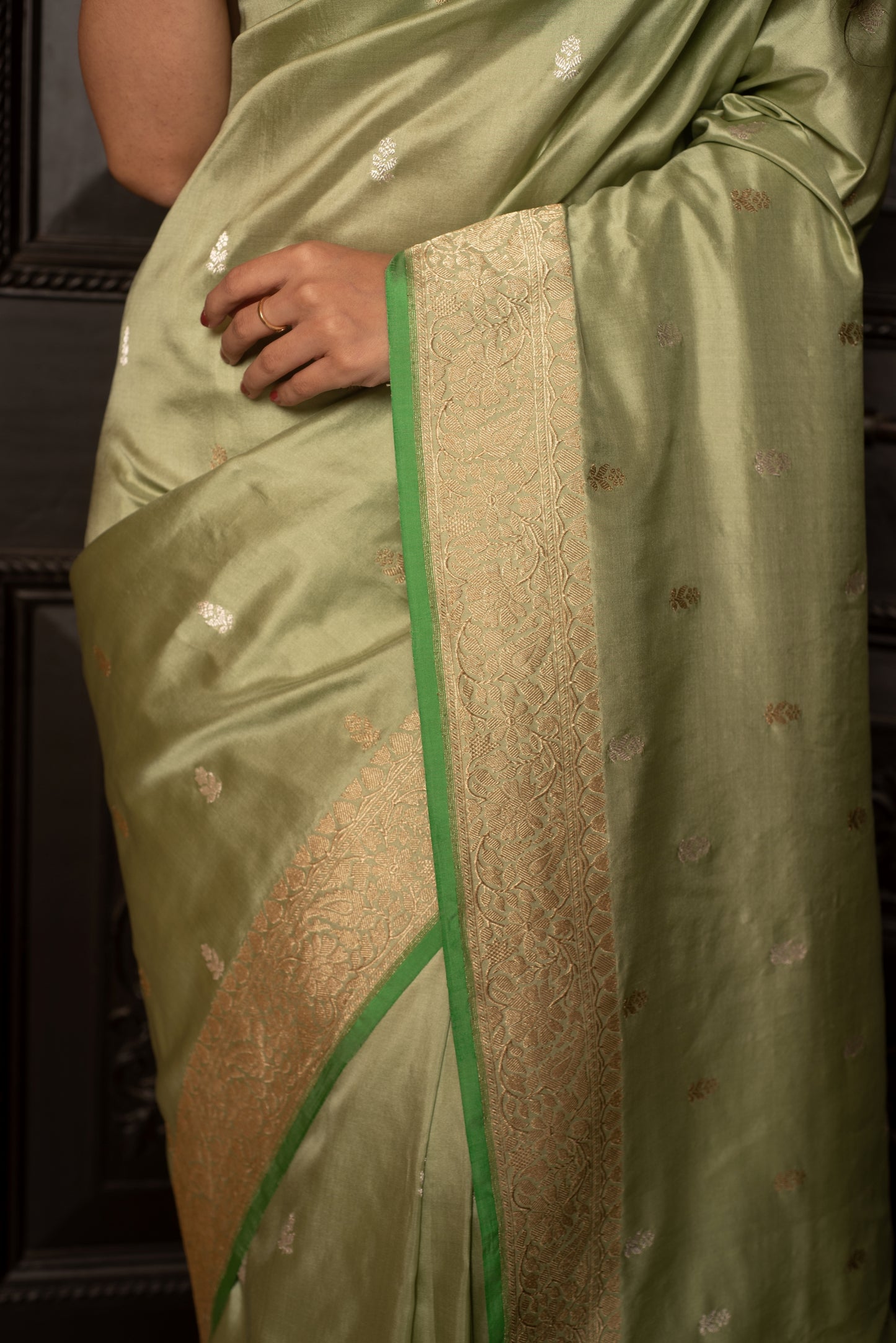 Green Kadhua Katan Banarasi Silk Handloom Saree