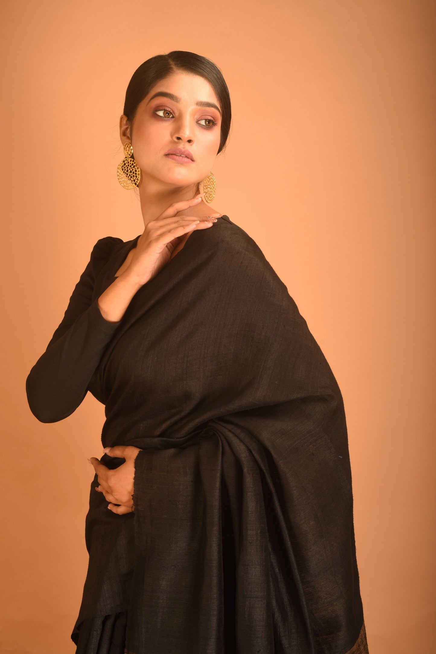 Black Pure Matka Silk Handloom Saree