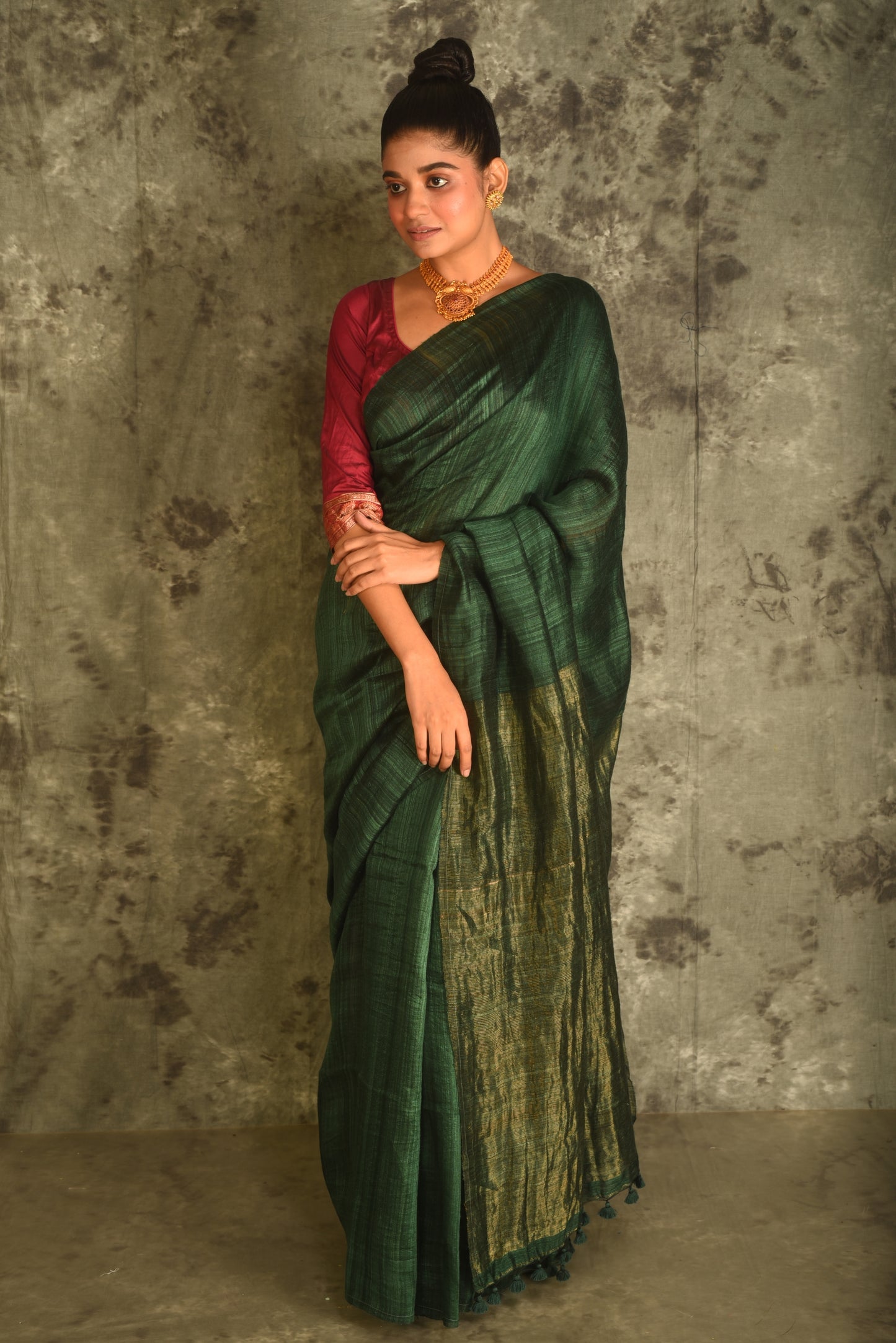 Green Pure Matka Silk Handloom Saree