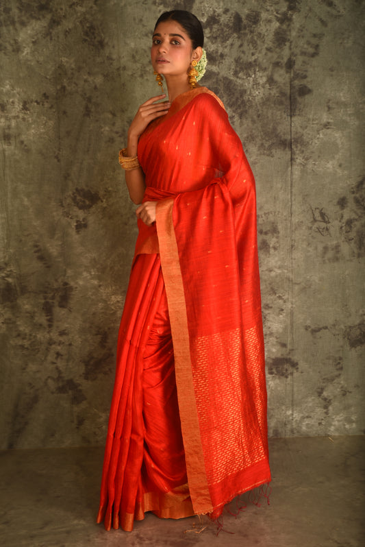 Red Pure Matka Silk Handloom Saree